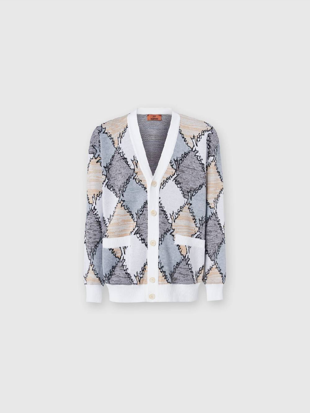 Missoni Cardigan in cotone a losanghe con scritta logo Cyber Monday