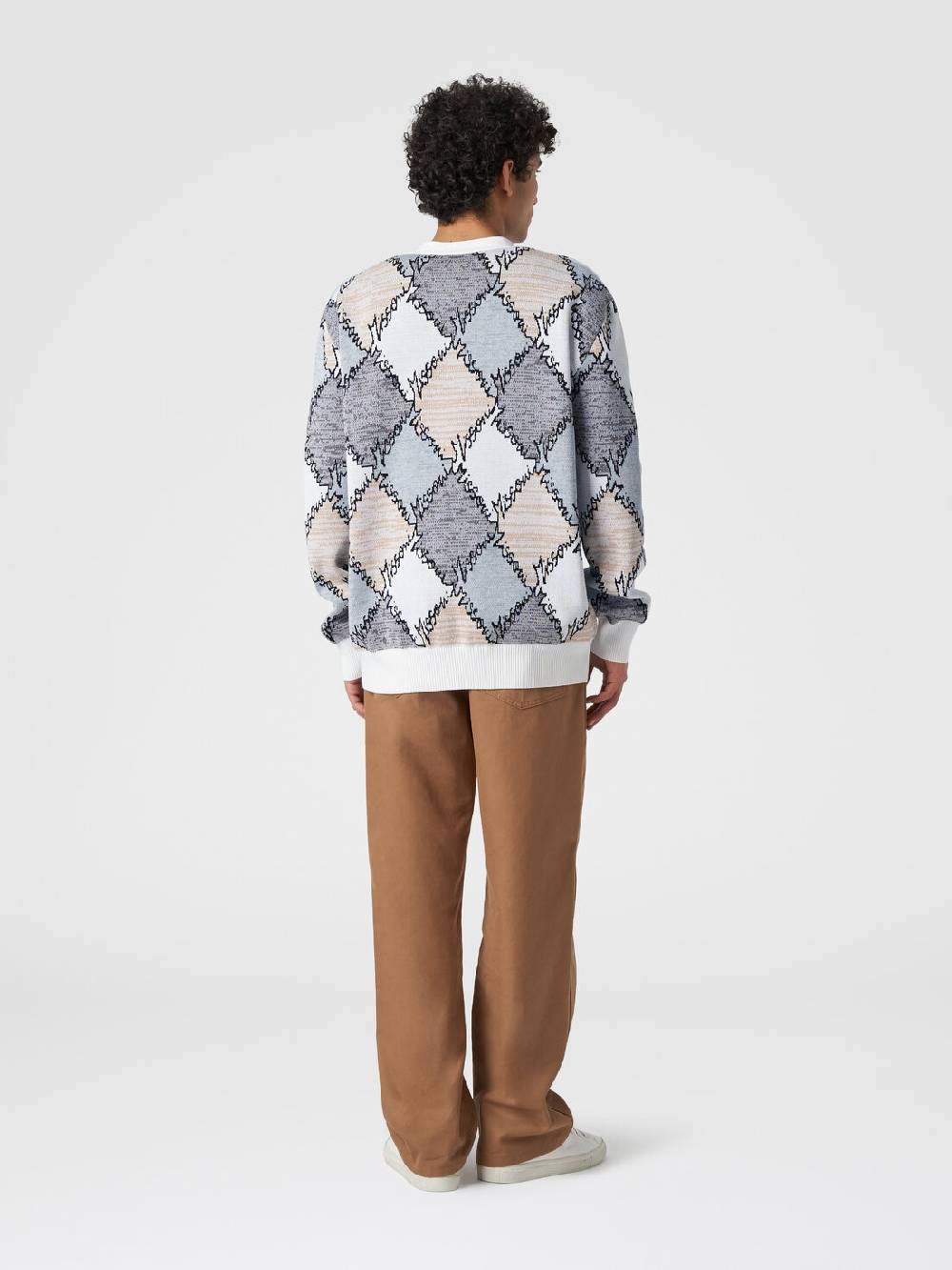 Missoni Cardigan in cotone a losanghe con scritta logo Cyber Monday