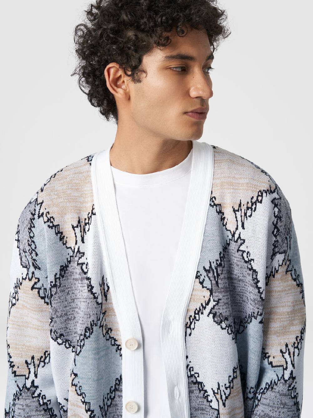 Missoni Cardigan in cotone a losanghe con scritta logo Cyber Monday