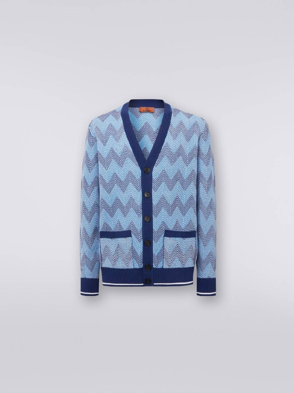 Missoni Cardigan in maglia di cotone chevron con profili a contrasto Offerta Pasqua