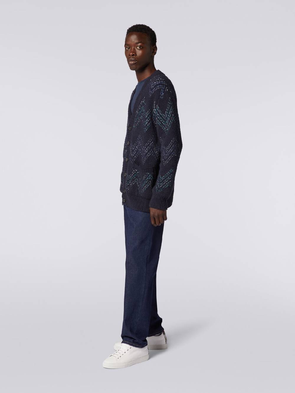 Missoni Cardigan con scollatura a V in misto cotone zig zag Offerta Giorno del Papà