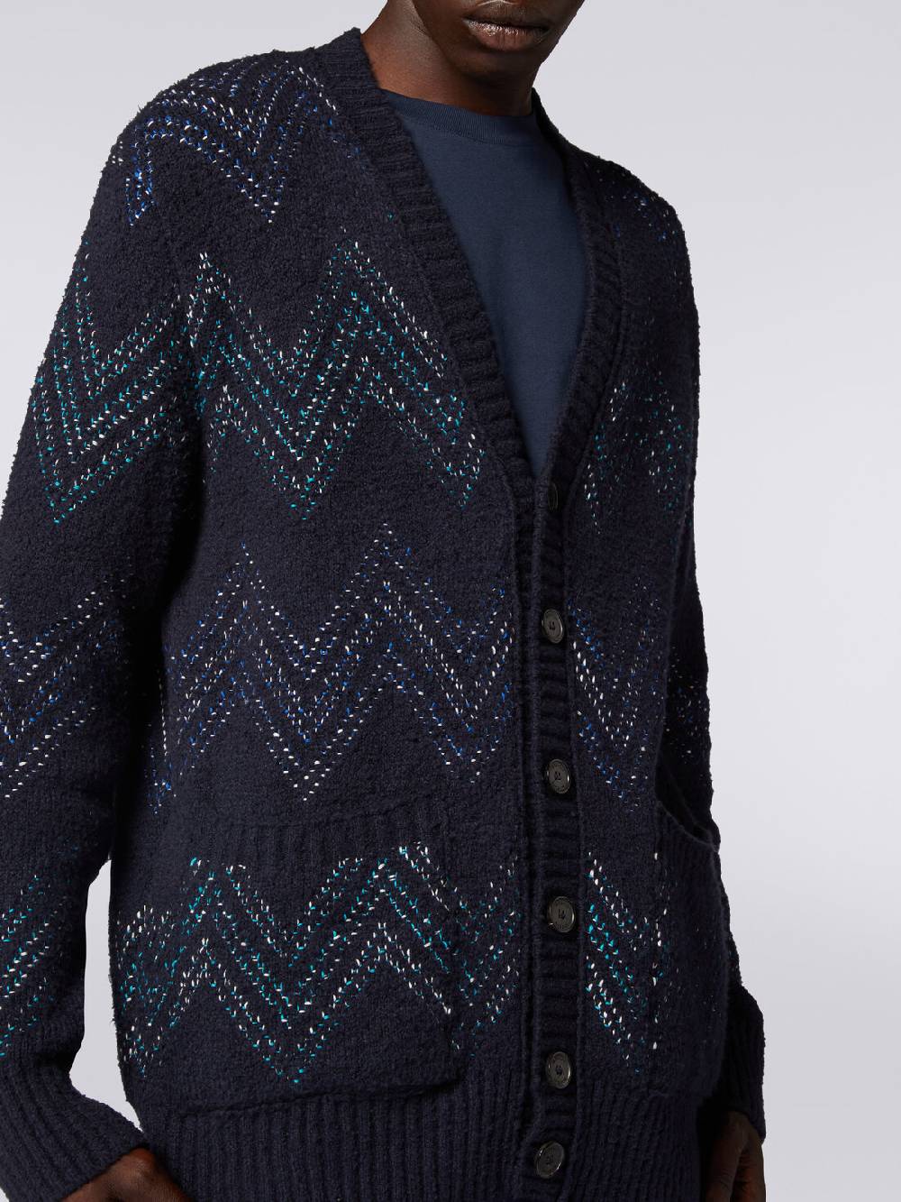 Missoni Cardigan con scollatura a V in misto cotone zig zag Offerta Giorno del Papà