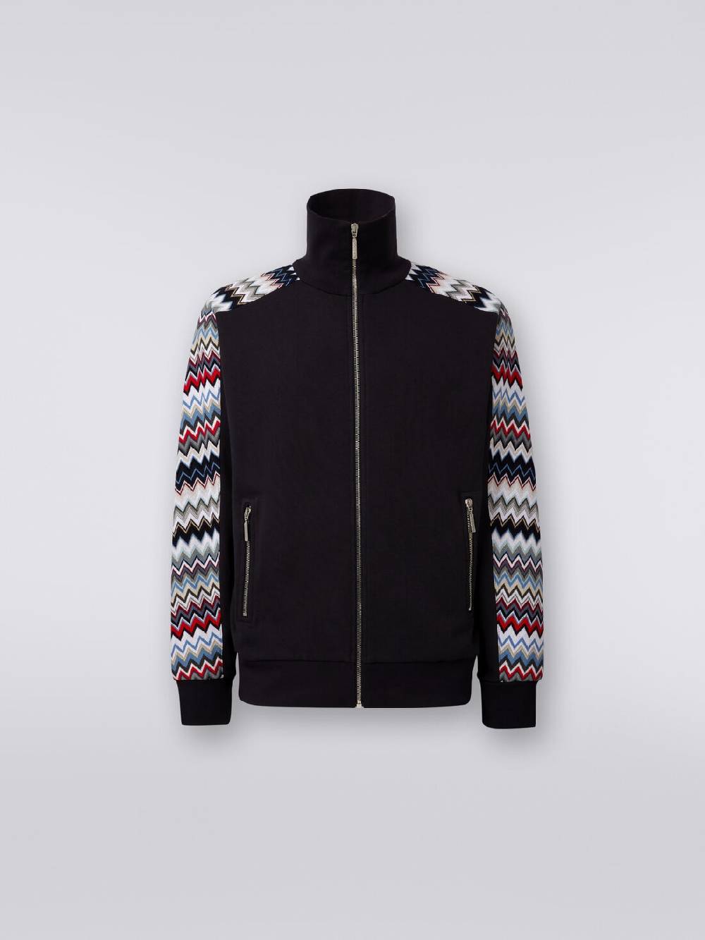 Missoni Felpa in cotone con zip e inserti zig zag Offerta Anniversario