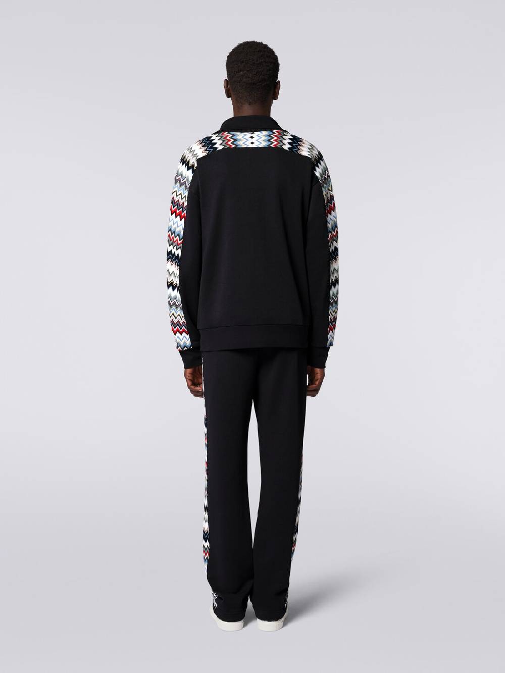 Missoni Felpa in cotone con zip e inserti zig zag Offerta Anniversario