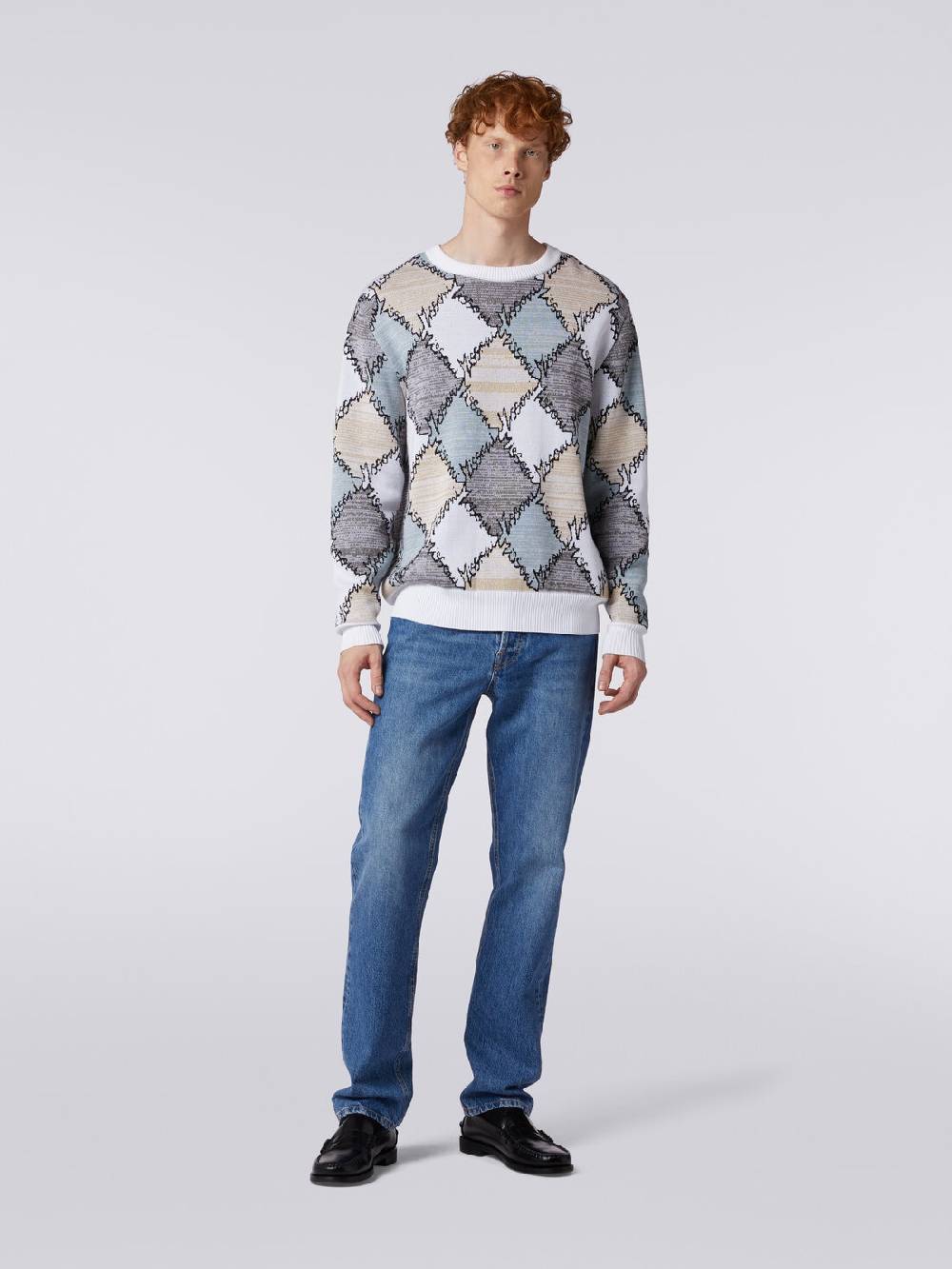 Missoni Pullover giorocollo in cotone a losanghe con scritta logo Bestseller
