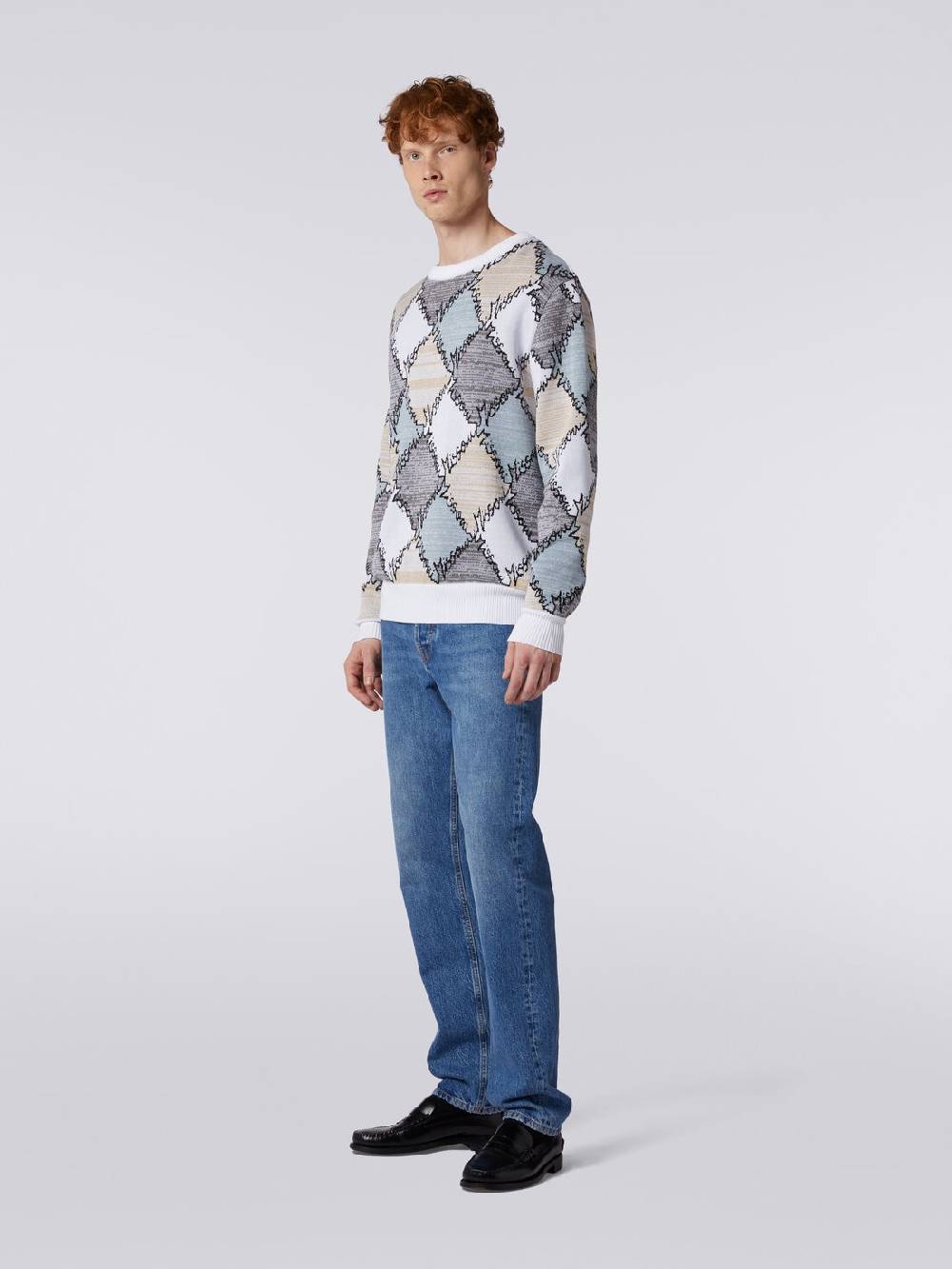 Missoni Pullover giorocollo in cotone a losanghe con scritta logo Bestseller
