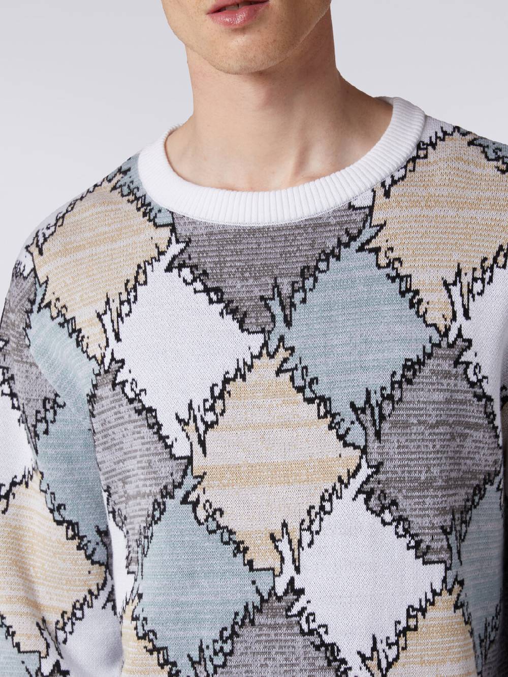 Missoni Pullover giorocollo in cotone a losanghe con scritta logo Bestseller
