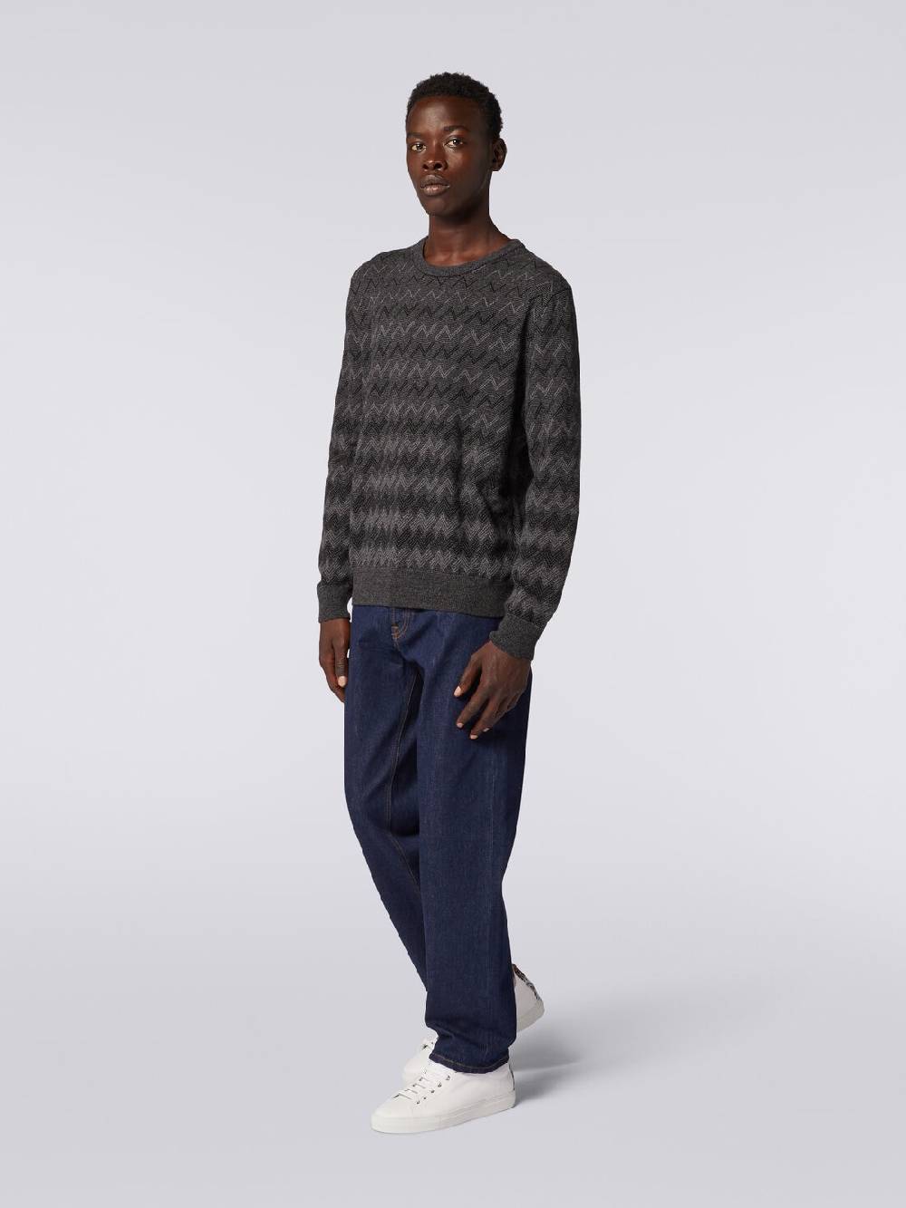 Missoni Pullover girocollo in cachemire con zig zag Liquidazione