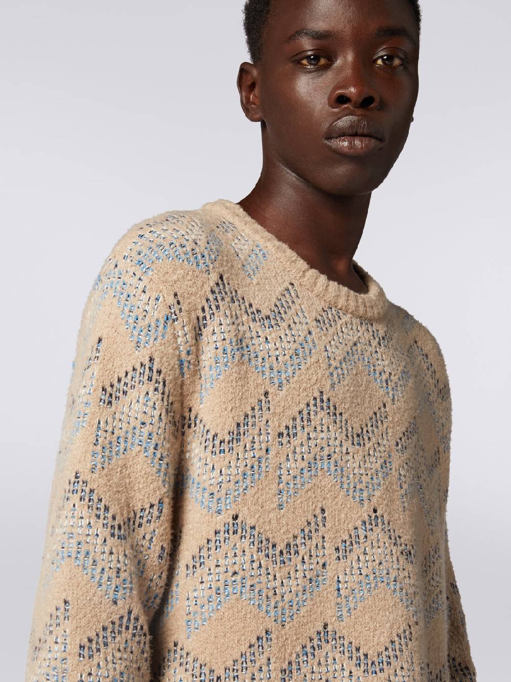 Missoni Pullover girocollo in misto cotone motivo zig zag Offerte giornaliere