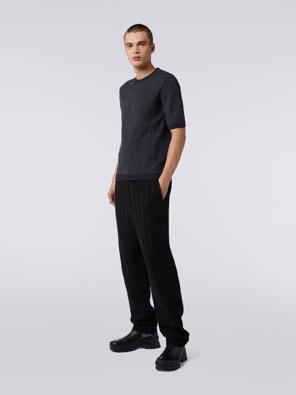 Missoni T-shirt girocollo in lana e viscosa con motivo a onde Offerta settimanale
