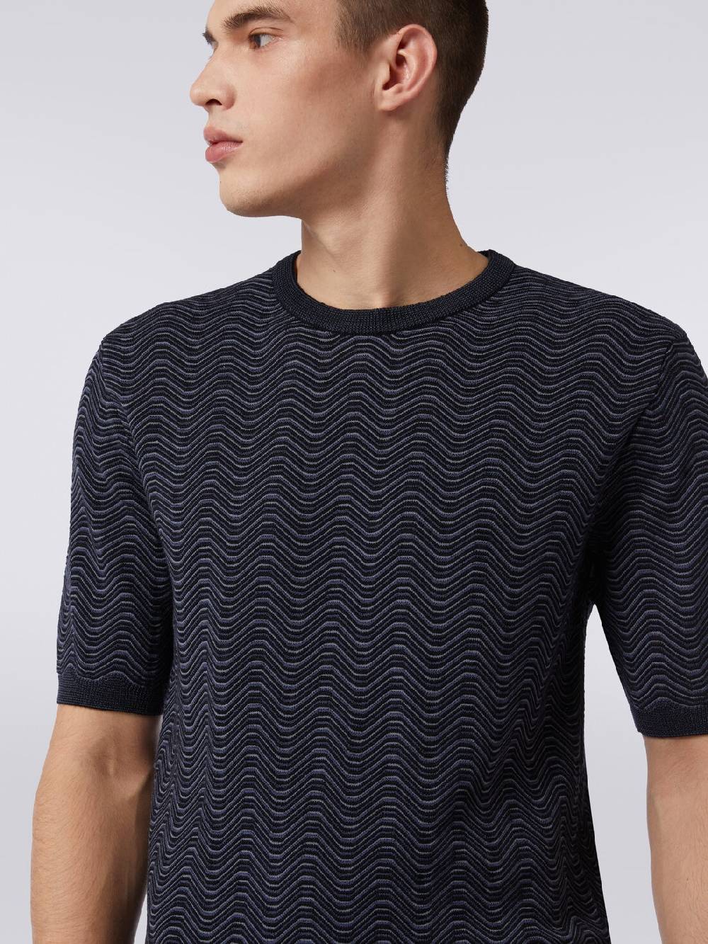 Missoni T-shirt girocollo in lana e viscosa con motivo a onde Offerta settimanale