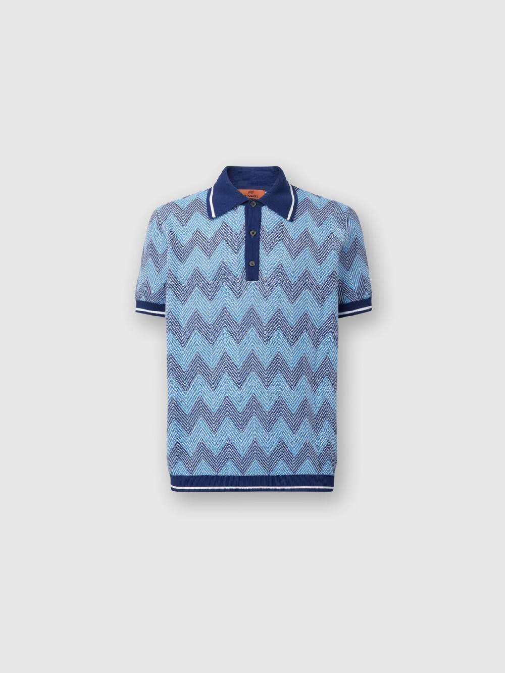 Missoni Polo a maniche corte in cotone zig zag con profili a contrasto Only for today