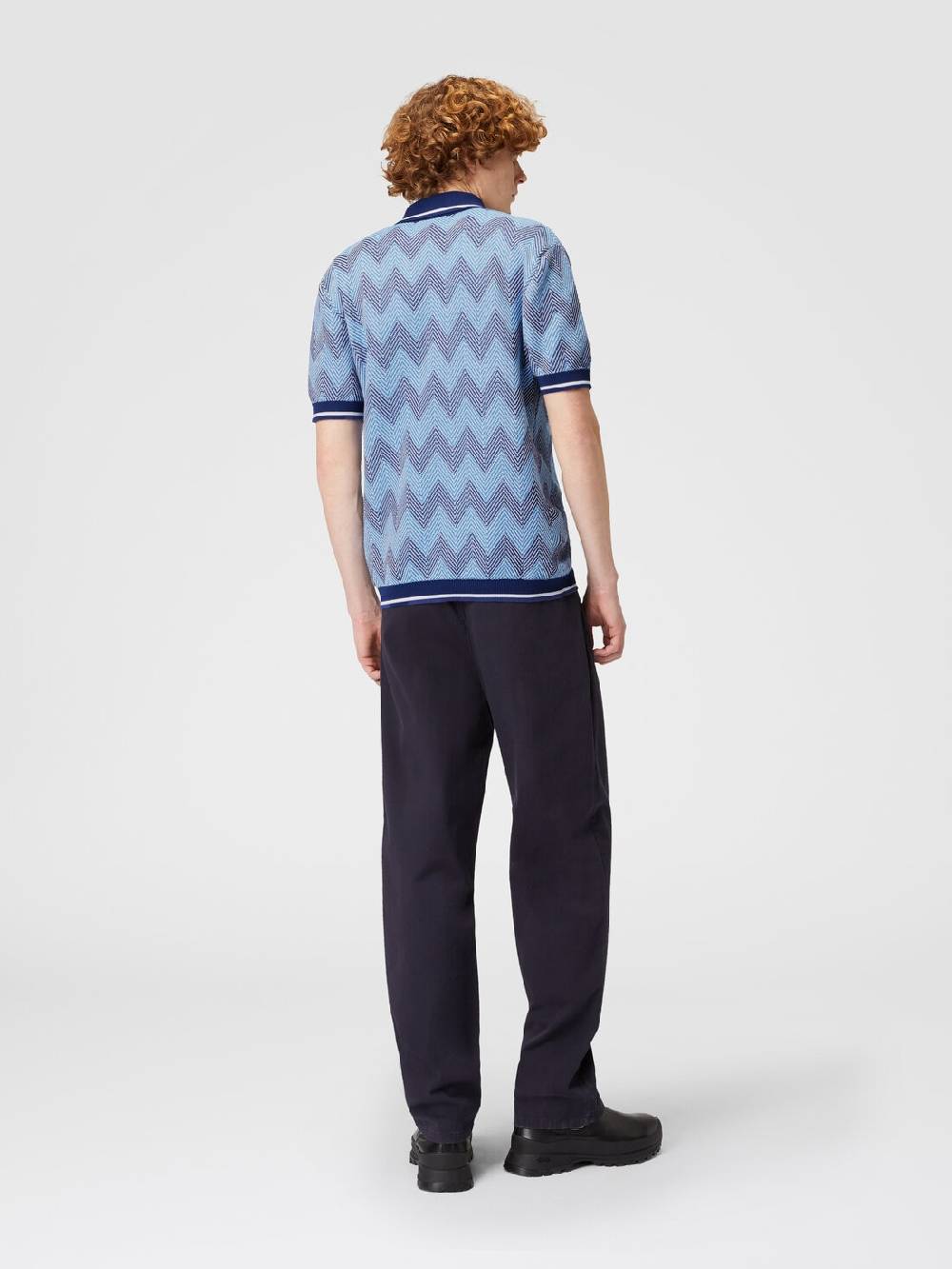 Missoni Polo a maniche corte in cotone zig zag con profili a contrasto Only for today
