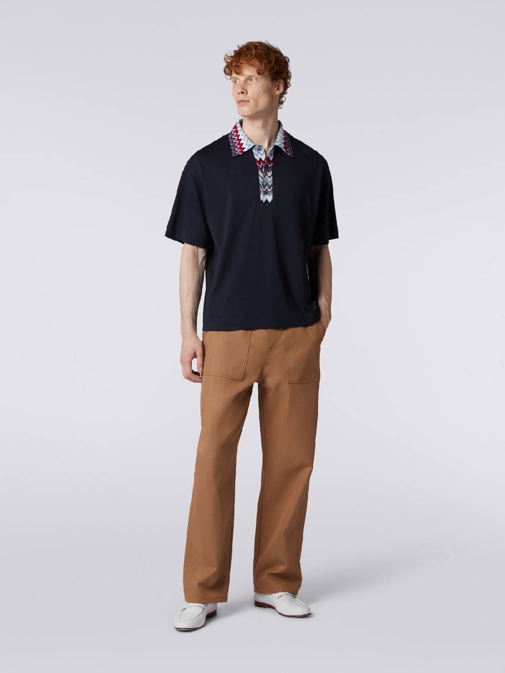 Missoni Polo a maniche corte in cotone con inserti zig zag Super sconto