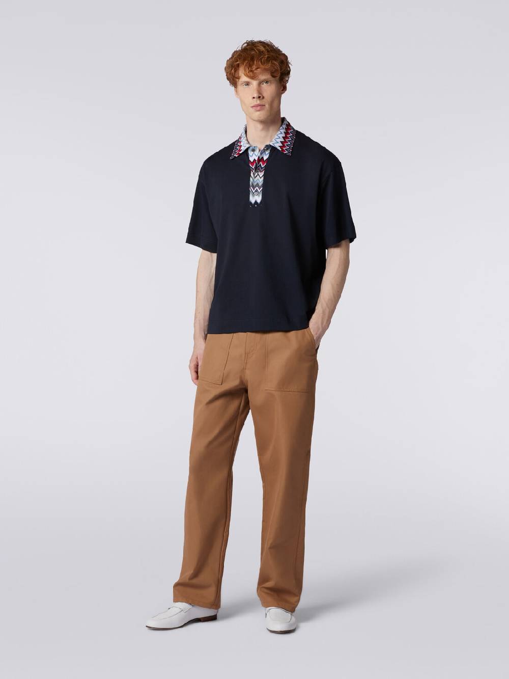 Missoni Polo a maniche corte in cotone con inserti zig zag Super sconto