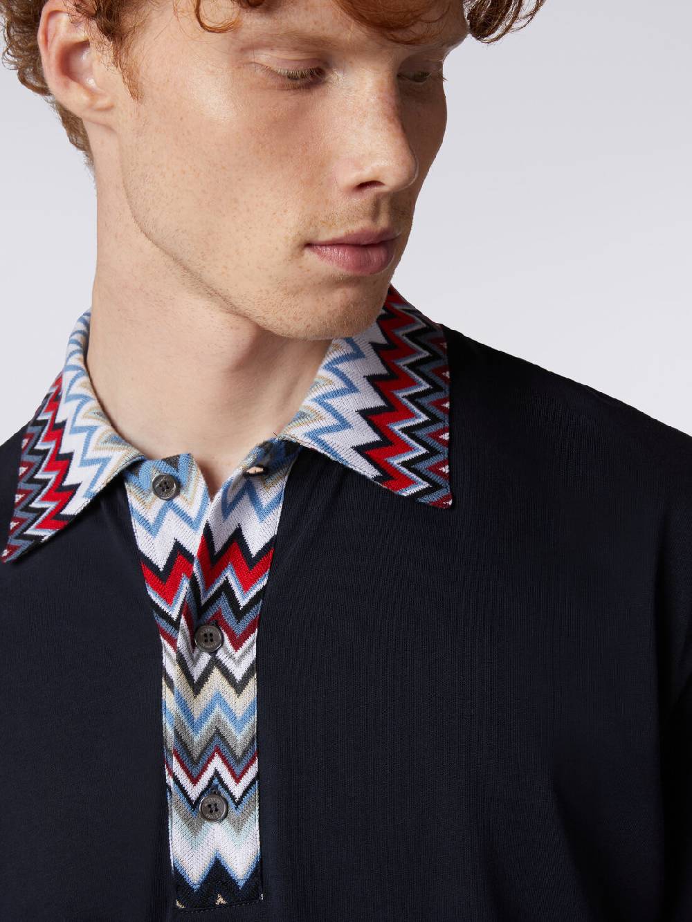 Missoni Polo a maniche corte in cotone con inserti zig zag Super sconto