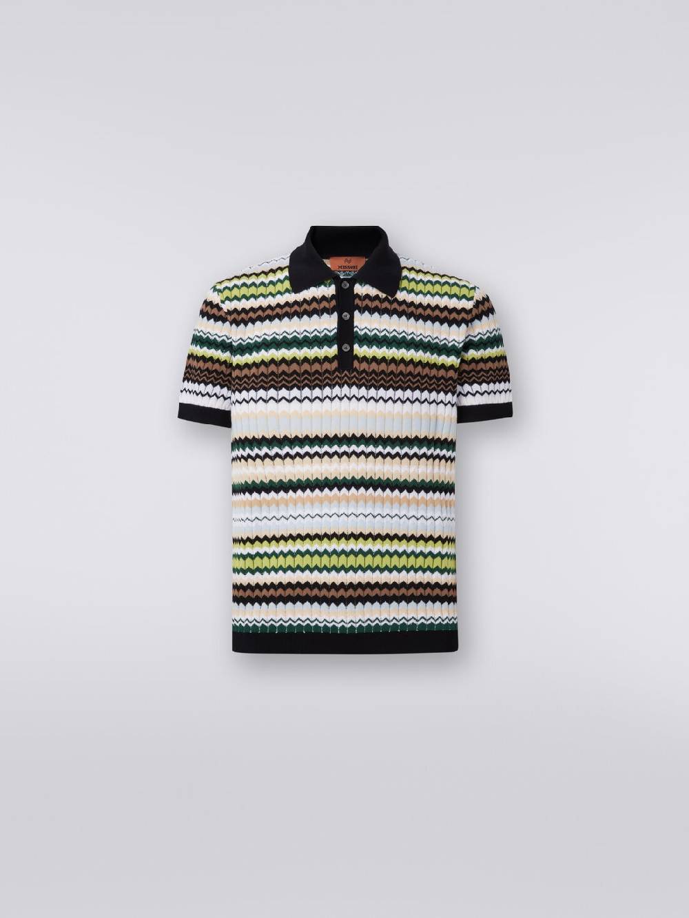 Missoni Polo a maniche corte in maglia di cotone zig zag Enormi sconti
