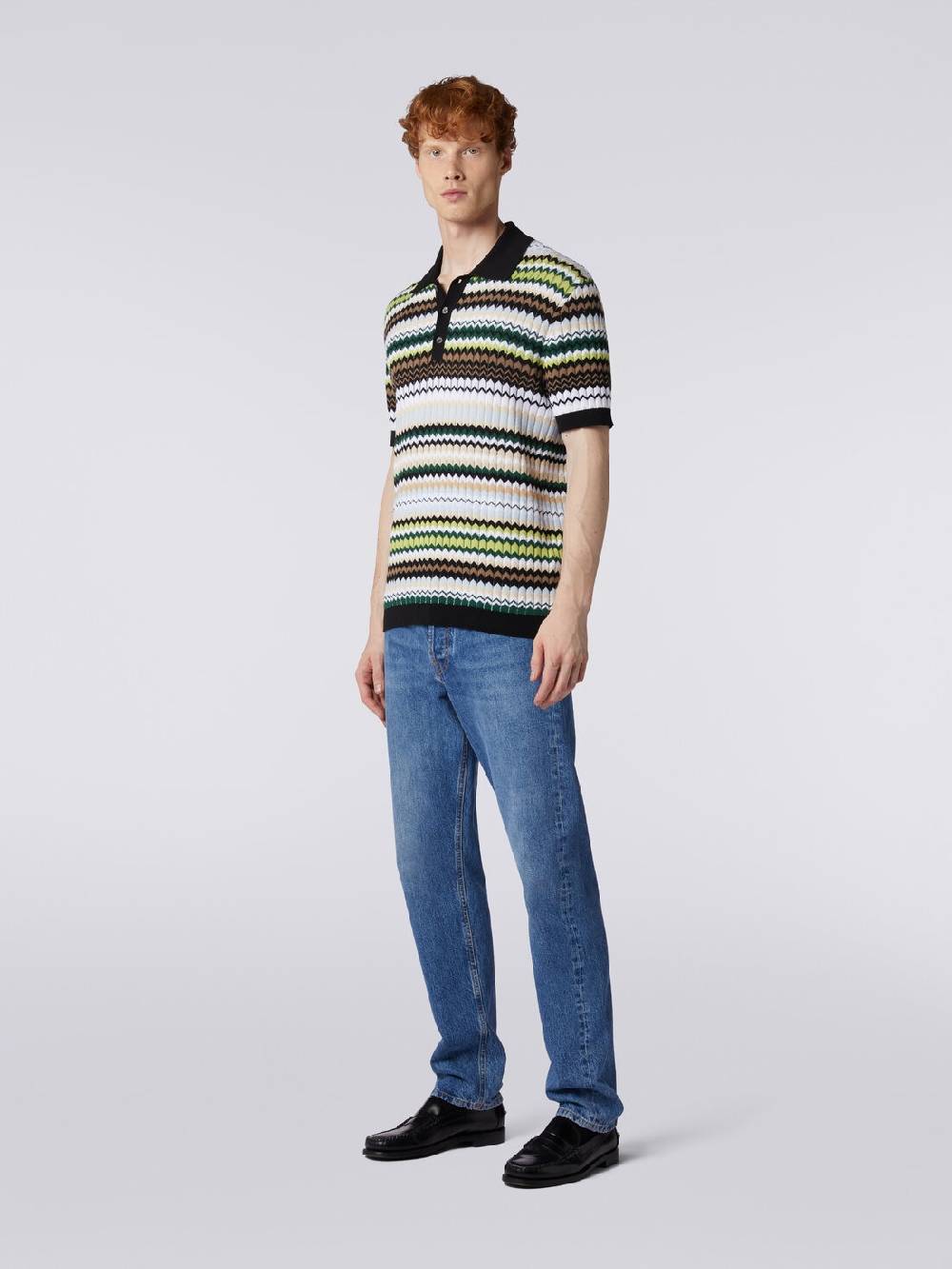Missoni Polo a maniche corte in maglia di cotone zig zag Enormi sconti