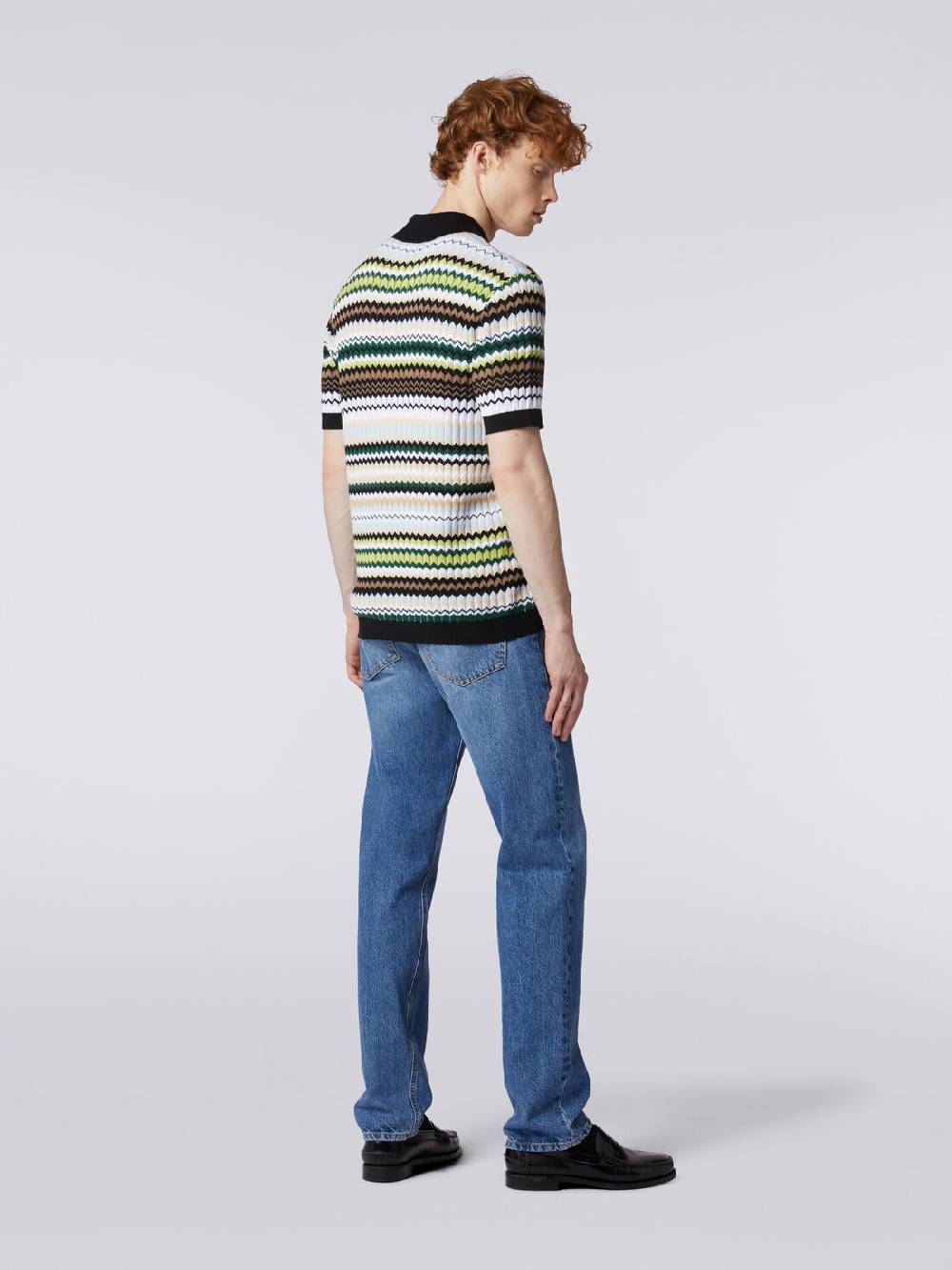 Missoni Polo a maniche corte in maglia di cotone zig zag Enormi sconti
