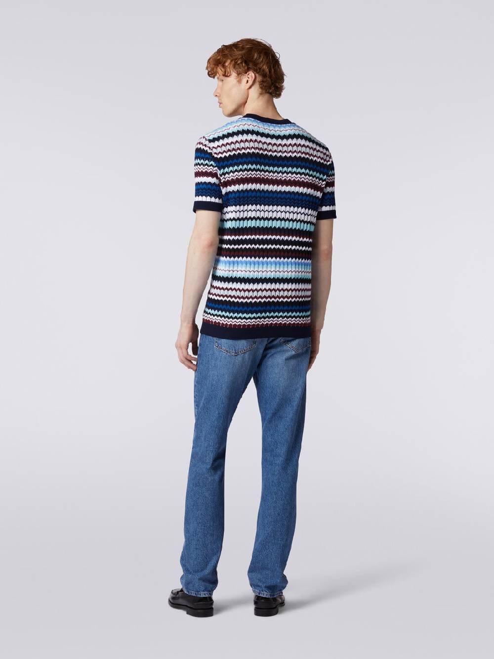 Missoni T-shirt in maglia di cotone zig zag a costine 50% di sconto con spedizione gratuita