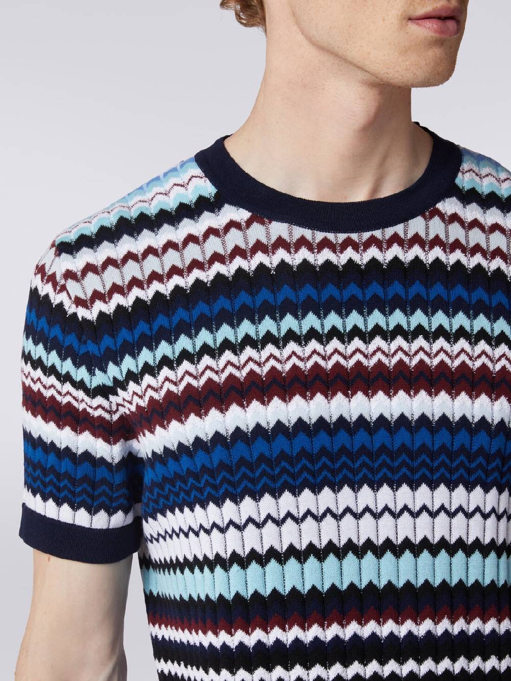 Missoni T-shirt in maglia di cotone zig zag a costine 50% di sconto con spedizione gratuita