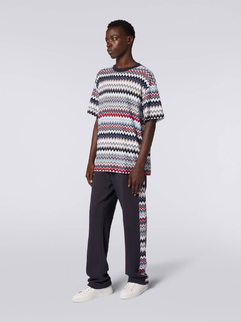 Missoni T-shirt girocollo in cotone zig zag Black Friday Prezzi