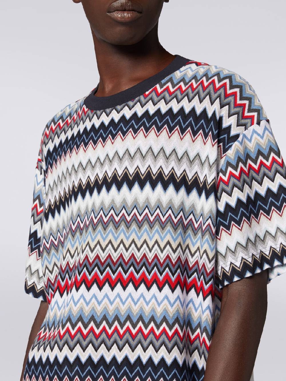 Missoni T-shirt girocollo in cotone zig zag Black Friday Prezzi