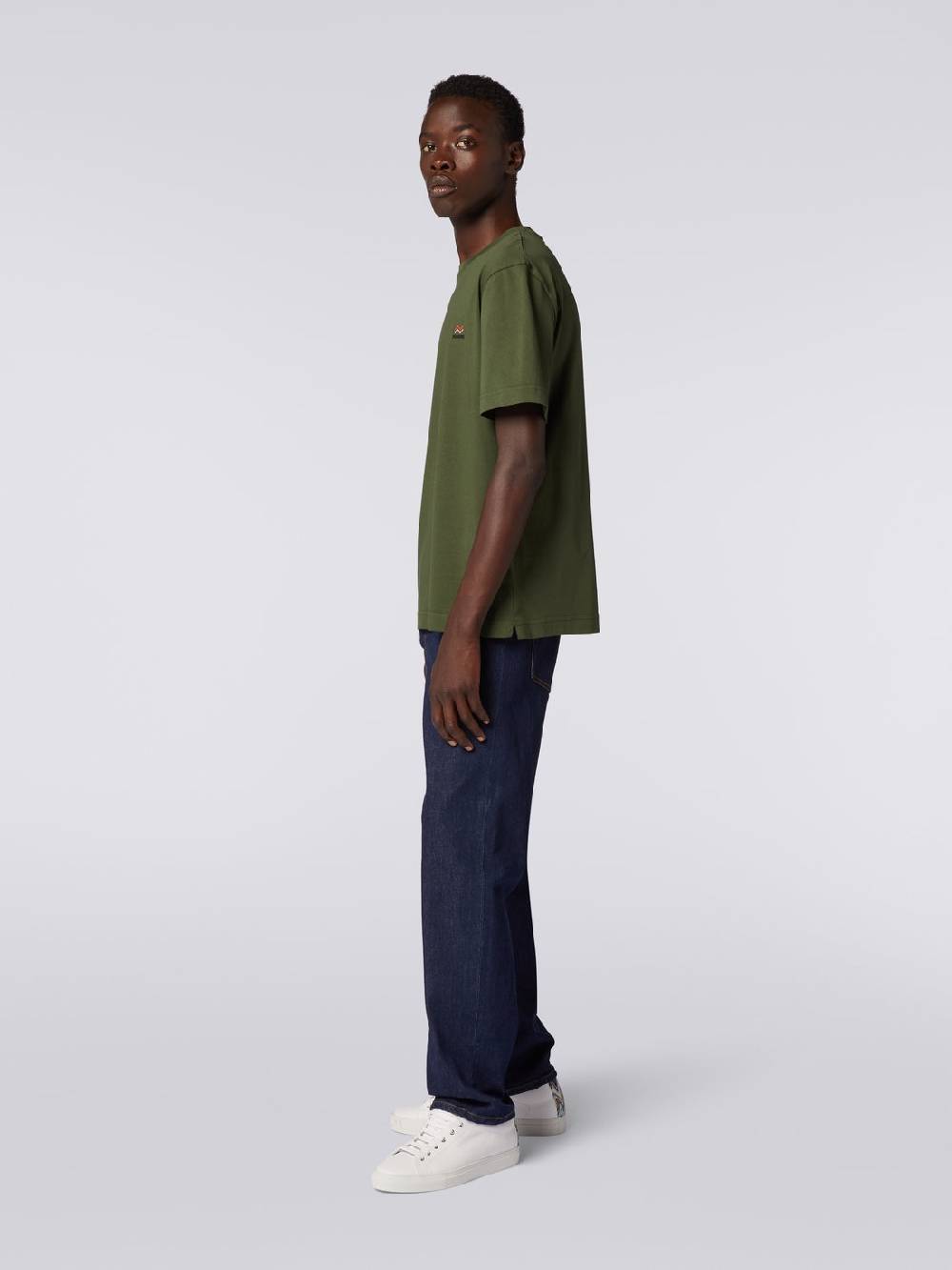 Missoni T-shirt girocollo in cotone con ricamo e logo In vendita