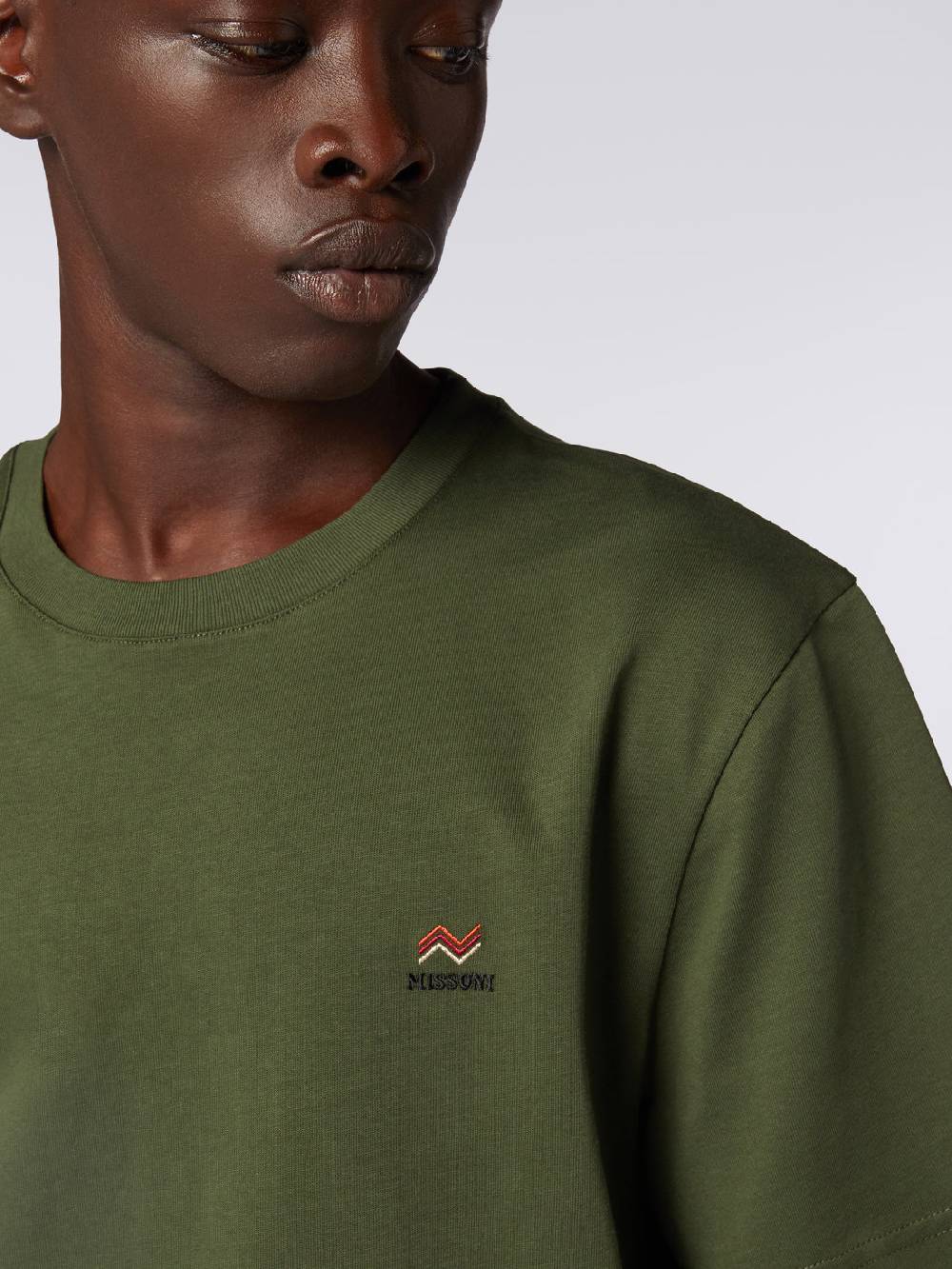 Missoni T-shirt girocollo in cotone con ricamo e logo In vendita