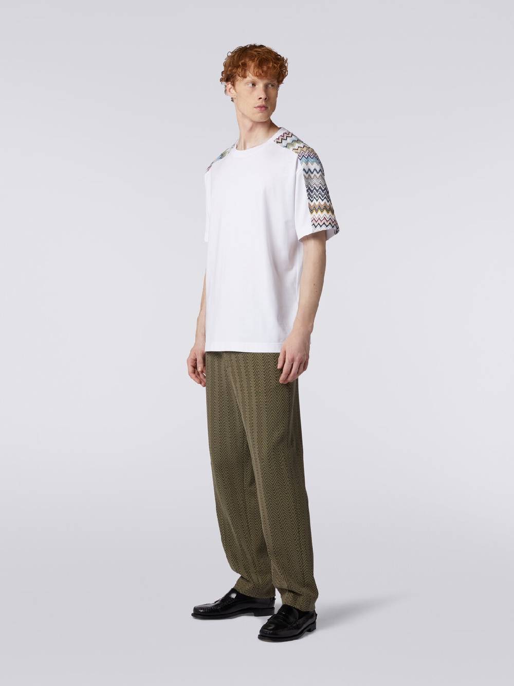 Missoni T-shirt in cotone con inserti zig zag Sconti questo mese