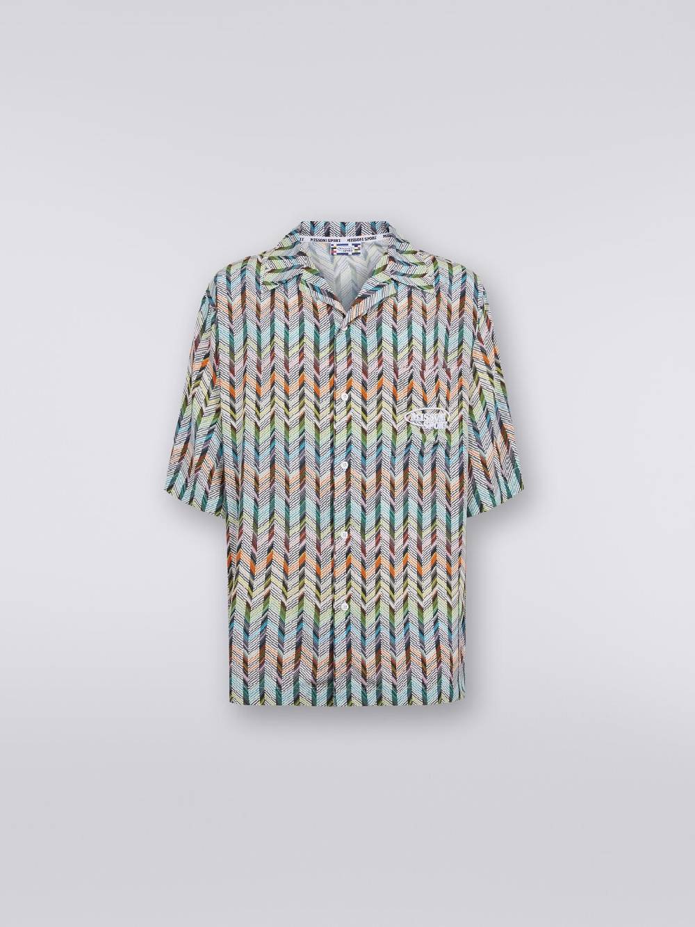 Missoni Camicia da bowling in viscosa stampata con logo Italia