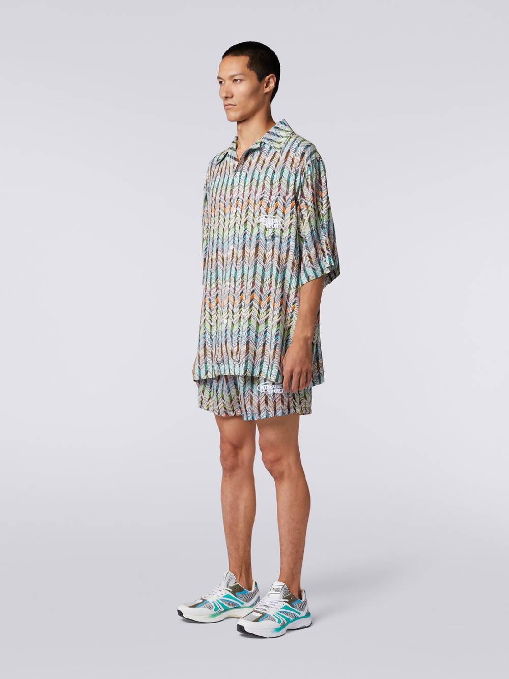 Missoni Camicia da bowling in viscosa stampata con logo Italia