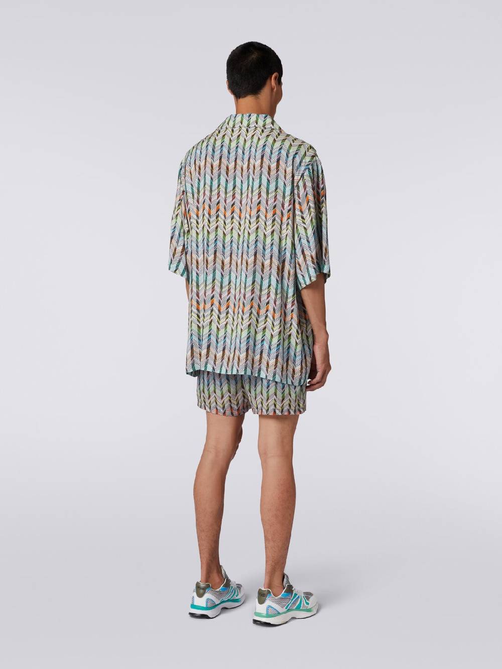 Missoni Camicia da bowling in viscosa stampata con logo Italia