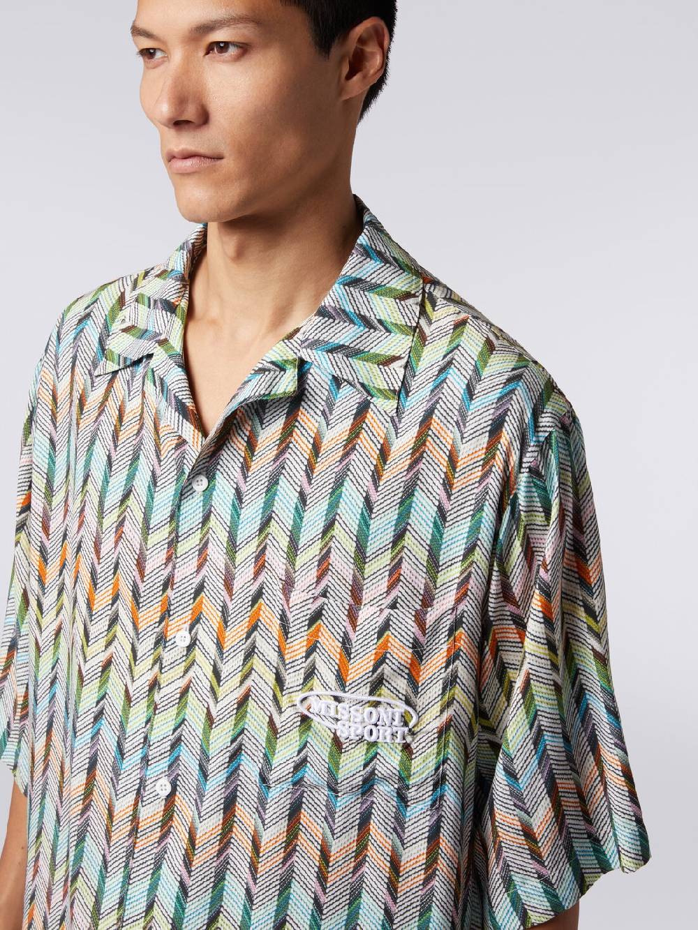 Missoni Camicia da bowling in viscosa stampata con logo Italia