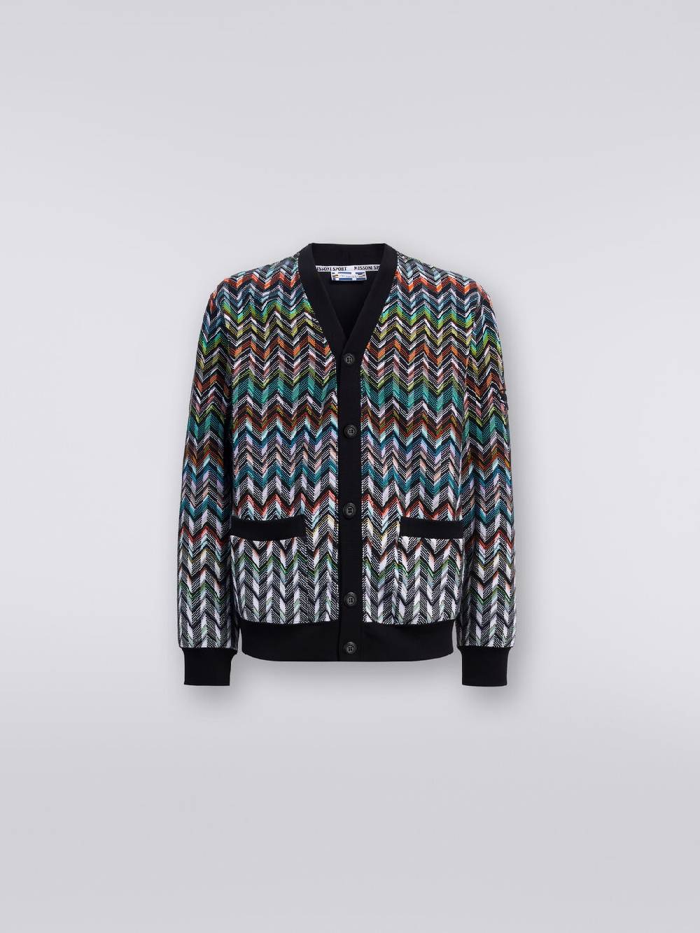Missoni Cardigan in maglia zig zag con profili tinta unita Nuovo