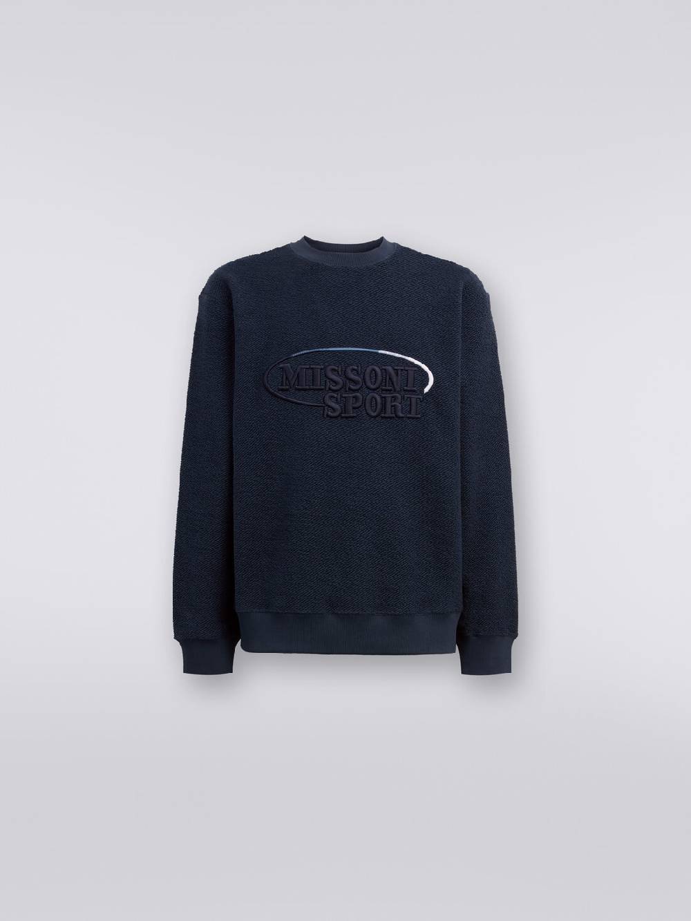 Missoni Felpa girocollo in cotone garzato con macro-logo ricamato Promozione