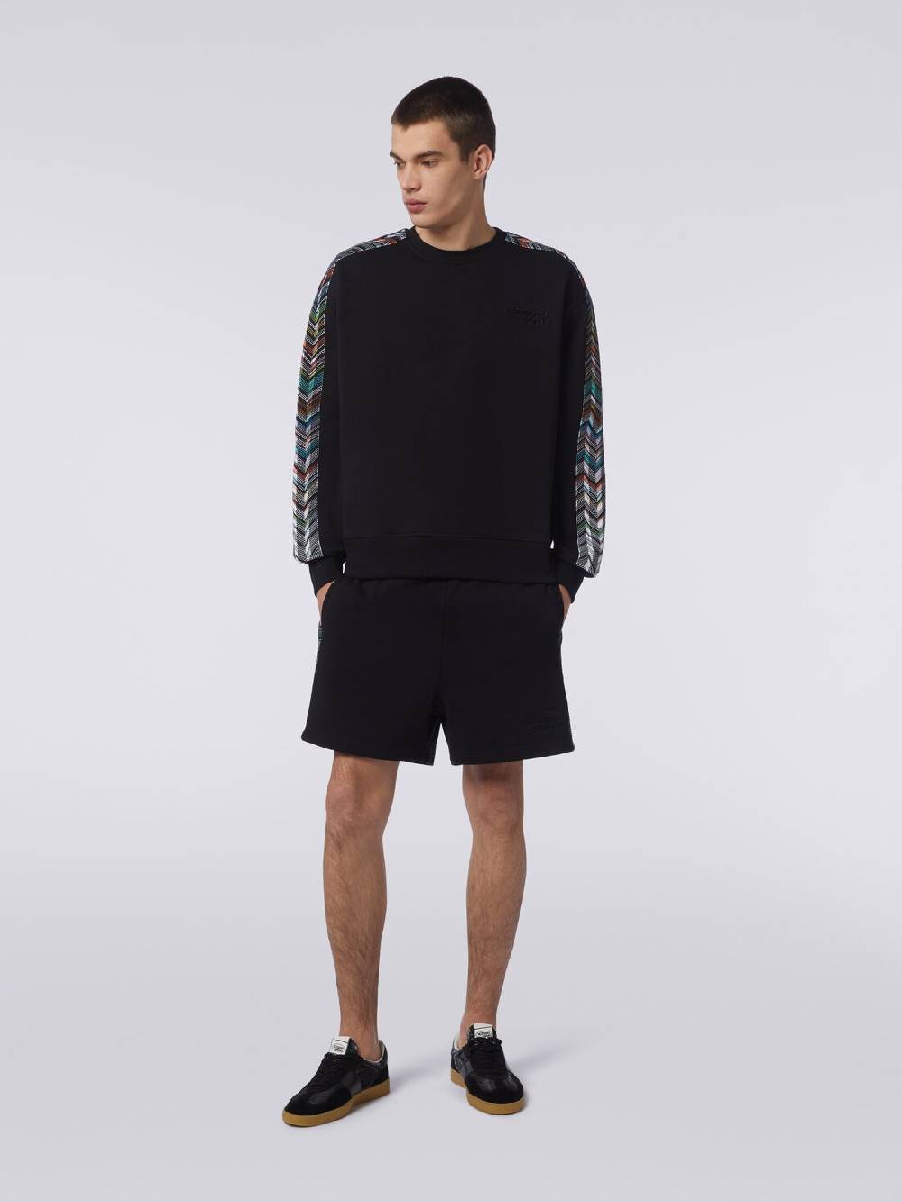 Missoni Felpa girocollo in cotone con dettagli in maglia zig zag Spedizione Gratuita