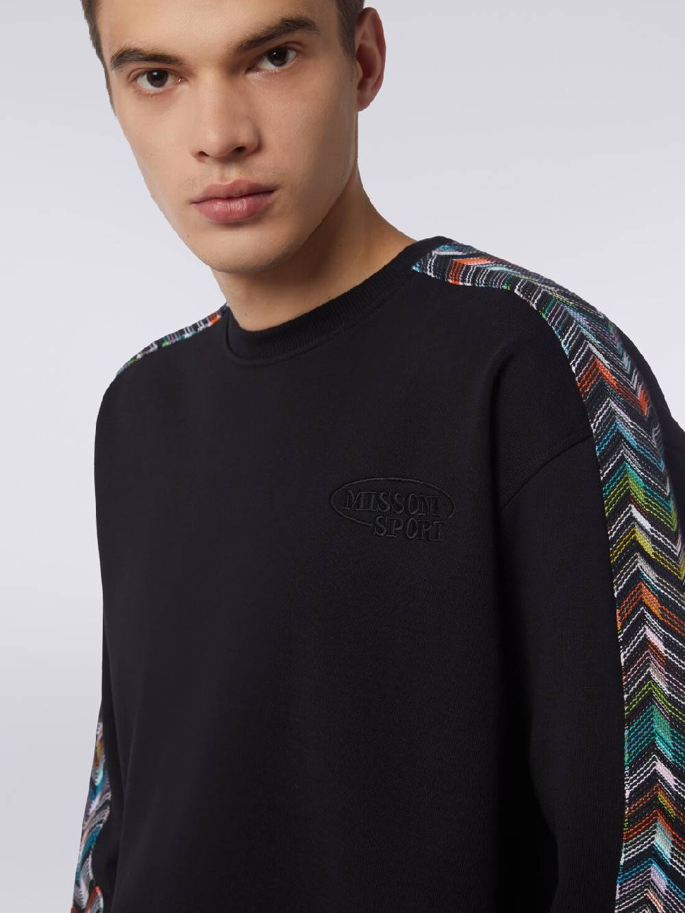 Missoni Felpa girocollo in cotone con dettagli in maglia zig zag Spedizione Gratuita