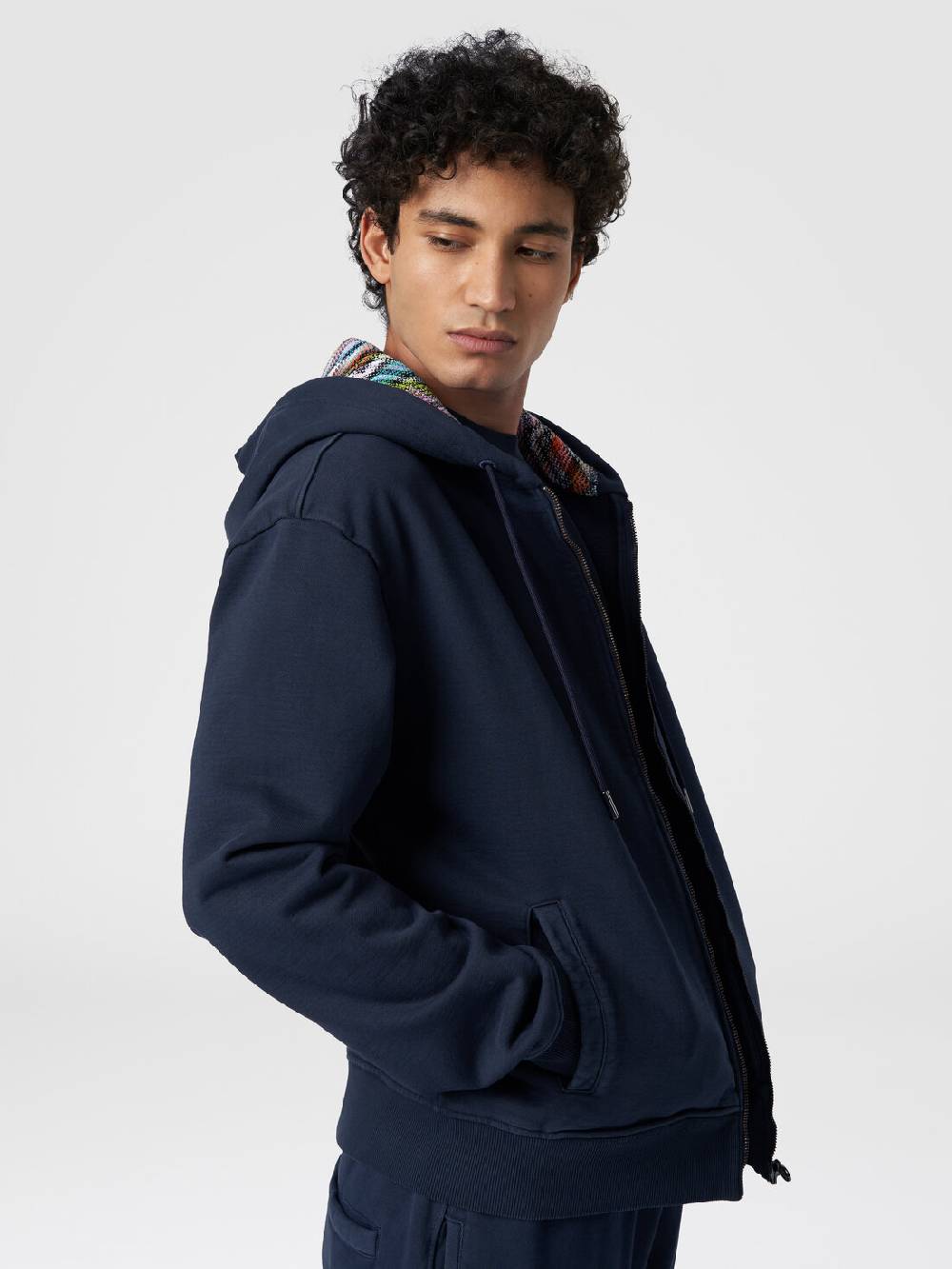 Missoni Cardigan in felpa di cotone con cappuccio foderato in maglia Pezzi Unici
