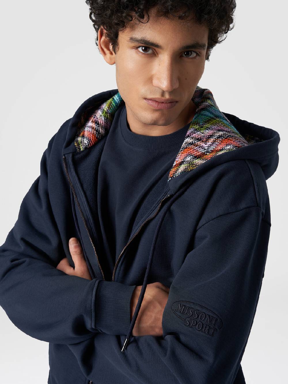 Missoni Cardigan in felpa di cotone con cappuccio foderato in maglia Pezzi Unici