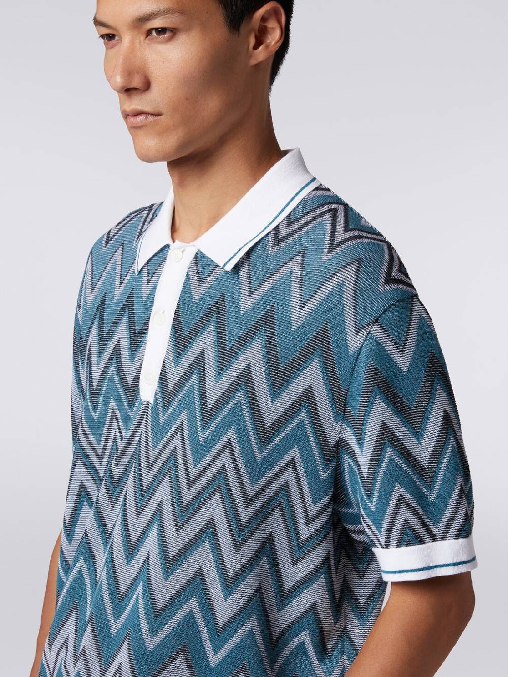 Missoni Polo in maglia zig zag con dettagli tinta unita Affare Del Giorno