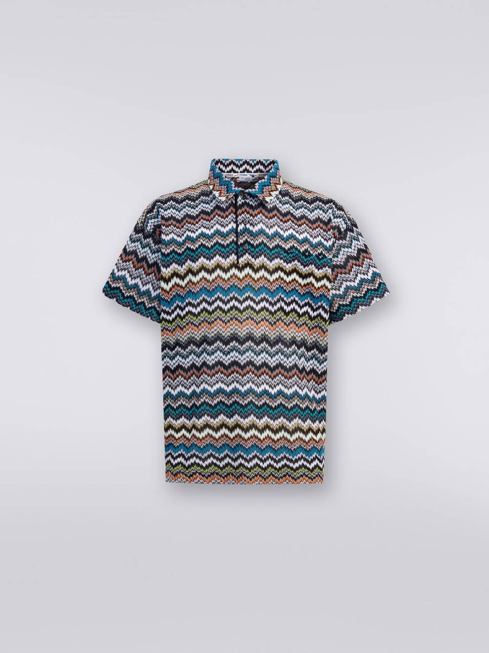 Missoni Polo in maglia di viscosa e cotone zig zag Prezzo Ridotto