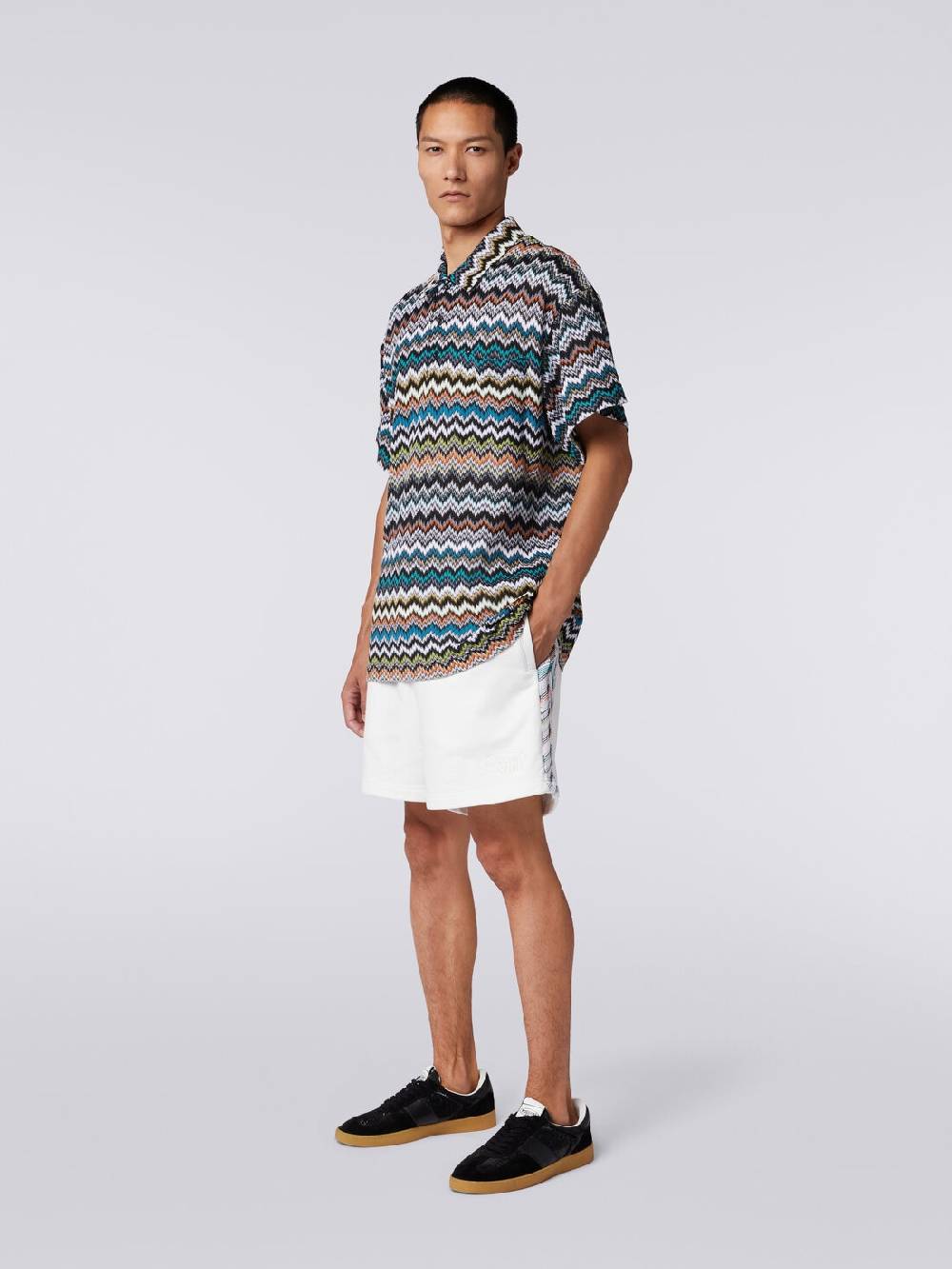Missoni Polo in maglia di viscosa e cotone zig zag Prezzo Ridotto
