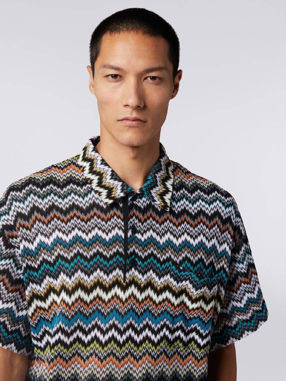 Missoni Polo in maglia di viscosa e cotone zig zag Prezzo Ridotto