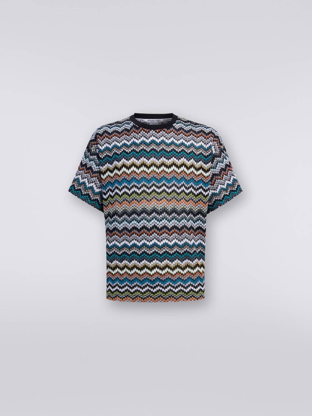 Missoni T-shirt girocollo in maglia di cotone zig zag Novità