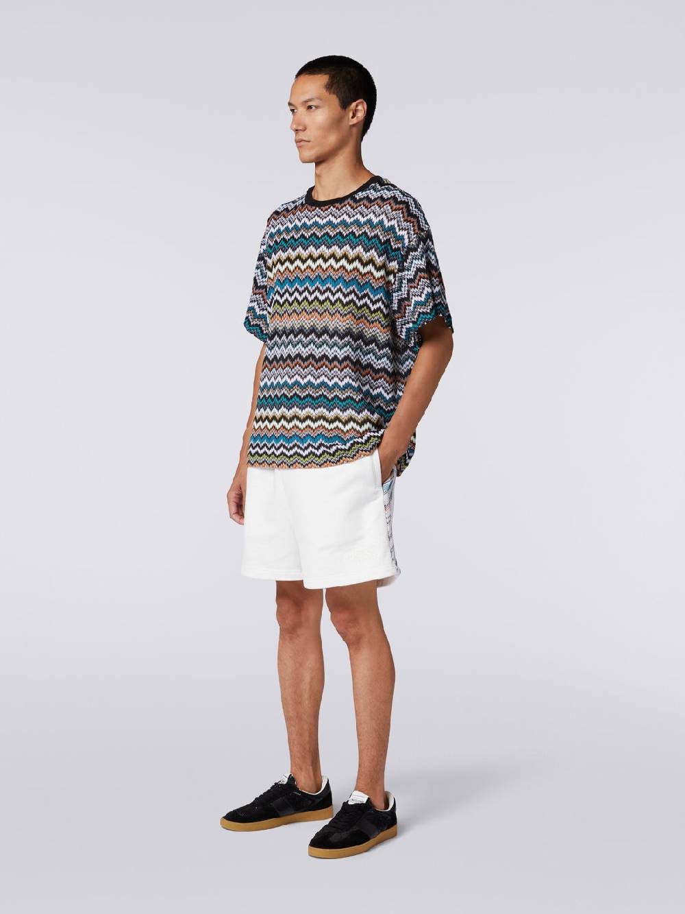 Missoni T-shirt girocollo in maglia di cotone zig zag Novità
