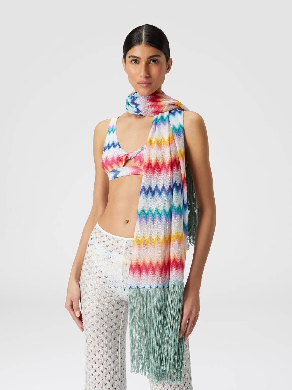 Missoni Stola in viscosa chevron con lamé Vendite stagionali