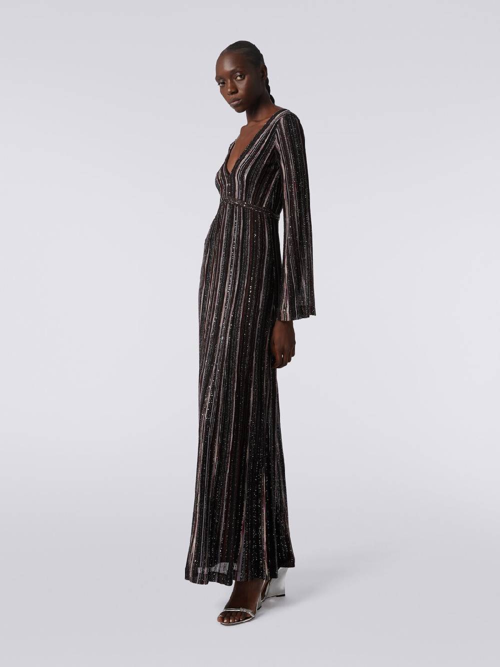 Missoni Abito lungo a righe verticali in misto viscosa con paillettes Black Friday