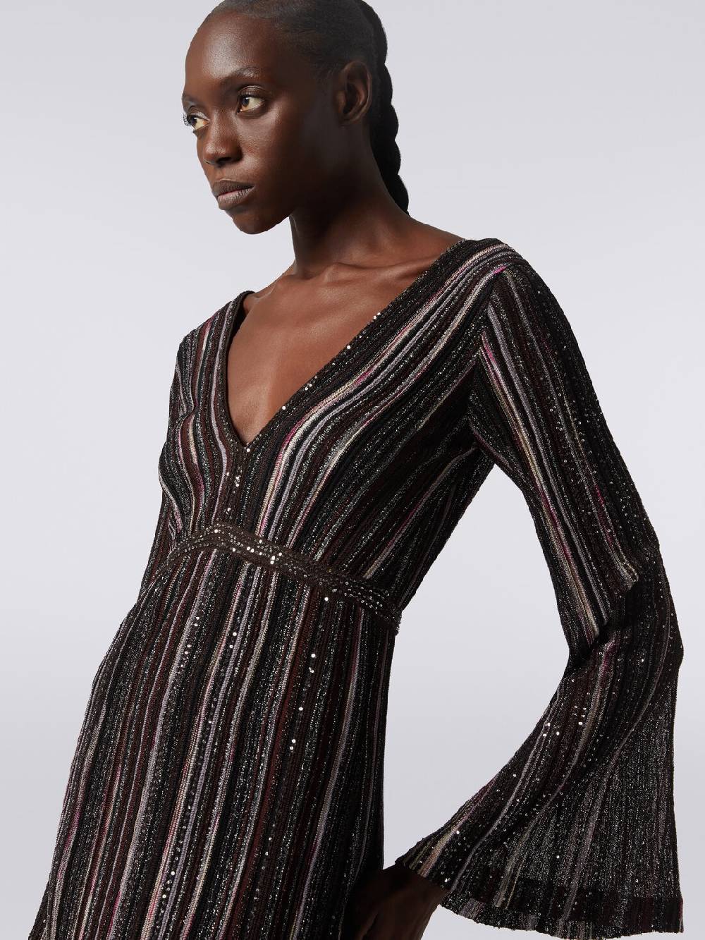 Missoni Abito lungo a righe verticali in misto viscosa con paillettes Black Friday
