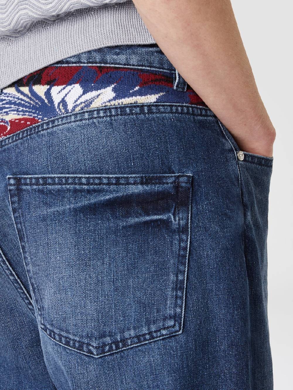 Missoni Cinque tasche in denim con inserto in maglia motivo Venezia Offerta per la Festa della Mamma